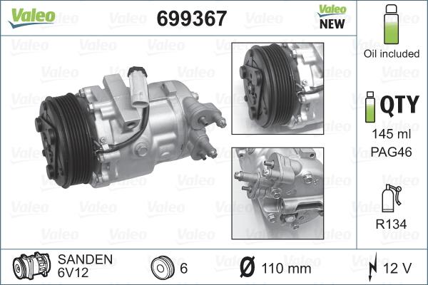VALEO 699367 - KOMPRESOR KLIMATYZACJI SUZUKI SWIFT III 2004-
