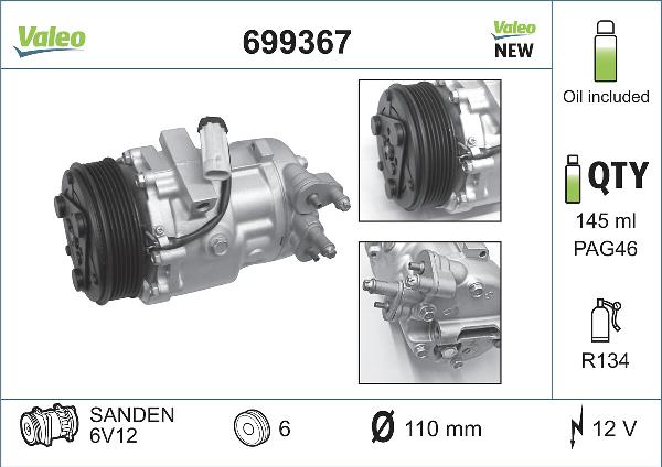 VALEO 699367 — Kompresor, klimatyzacja