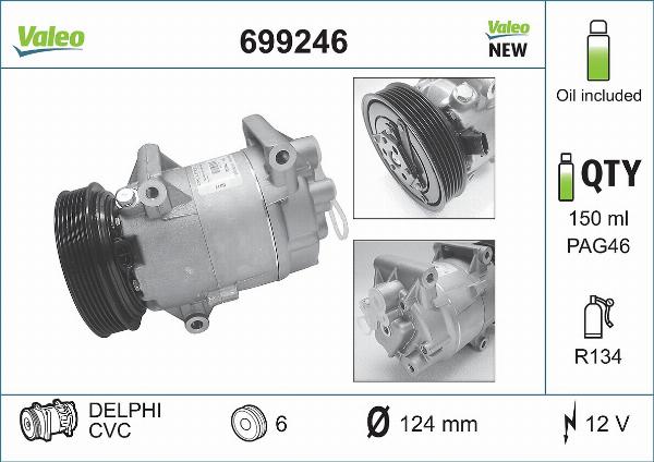 VALEO 699246 — Kompresor, klimatyzacja