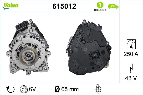 VALEO 615012 — Rozrusznikoalternator