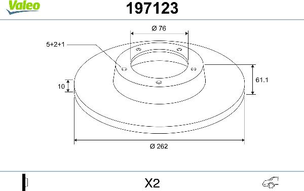 VALEO 197123 — Tarcza hamulcowa