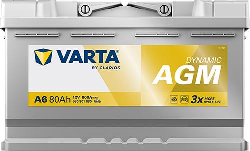 Varta 580901080K262 - AKUMULATOR 12V 80AH-800A L-  315X175X190 DYNAMIC AGM