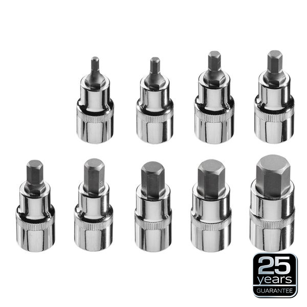 NEO TOOLS 08-705 - KOŃCÓWKI SZEŚCIOKĄTNE NA NASADCE 55 MM. ZESTAW 9 SZT.