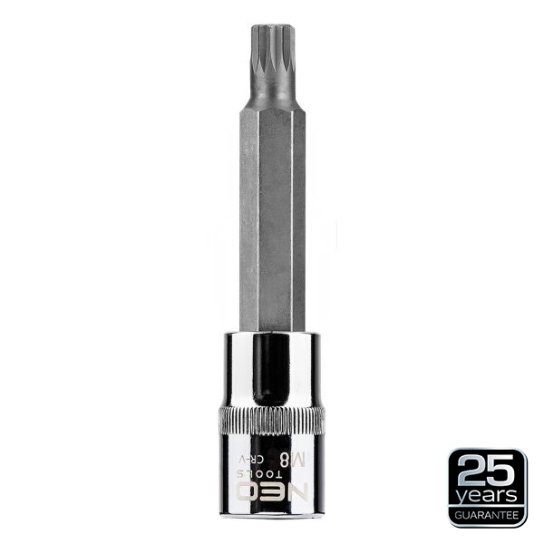 NEO TOOLS 08-742 - KOŃCÓWKA SPLINE NA NASADCE 1-2. M8 X 100 MM