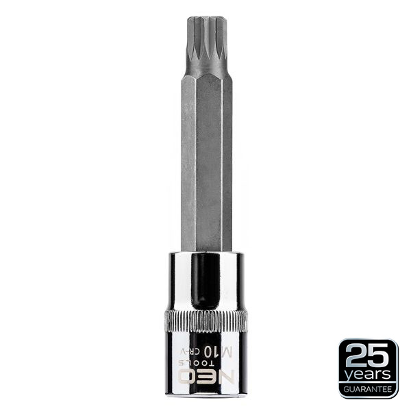 NEO TOOLS 08-743 - KOŃCÓWKA SPLINE NA NASADCE 1-2. M10 X 100 MM