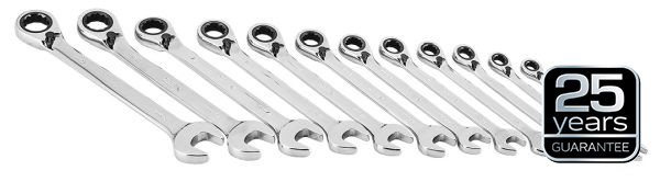 NEO TOOLS 09345 - KLUCZE PŁASKO OCZKOWE Z GRZECHOTKĄ I PRZEŁĄCZNIKIEM. ZESTAW 12 SZT.. 8 - 19 MM. MIĘKKIE ETUI