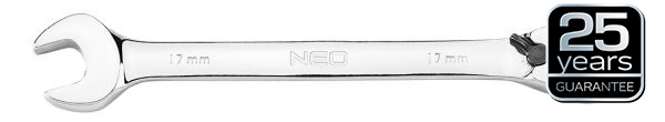 NEO TOOLS 09345 - KLUCZE PŁASKO OCZKOWE Z GRZECHOTKĄ I PRZEŁĄCZNIKIEM. ZESTAW 12 SZT.. 8 - 19 MM. MIĘKKIE ETUI