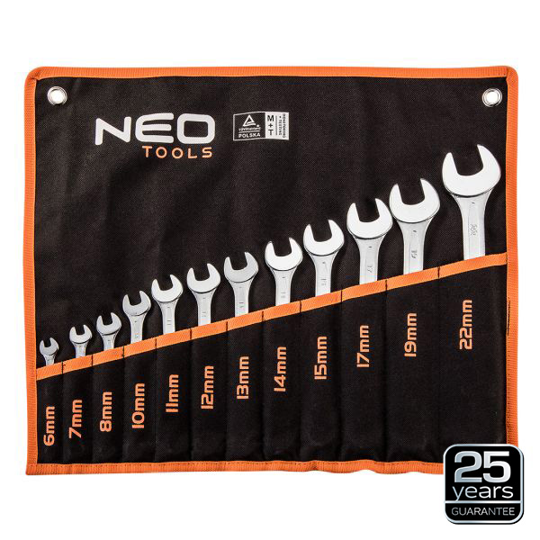 NEO TOOLS 09-752 - KLUCZE PŁASKO-OCZKOWE 6-22 MM. ZESTAW 12 SZT.