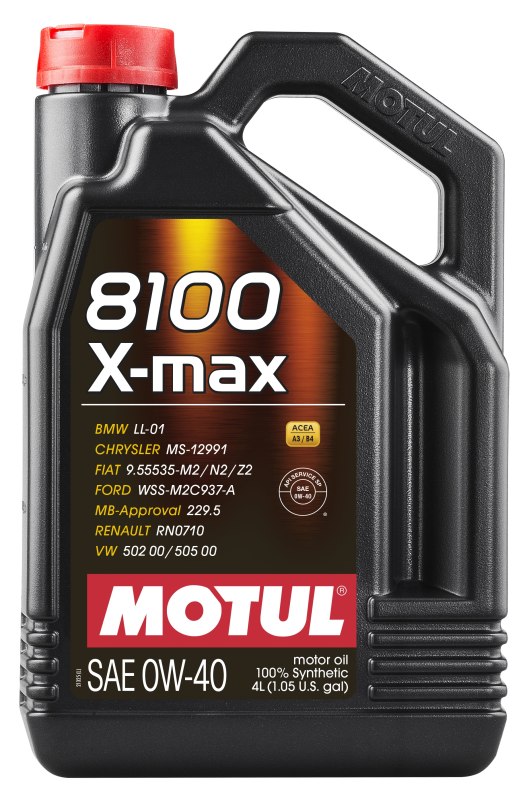 Motul 104532 - OLEJ MOTUL 0W40 4L 8100 X-MAX A3-B4 - SN - LL01 - 229.5 - 502.00 505.00 - BMW - MB - A40 - WSS M2C 937A