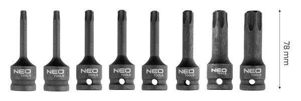 NEO TOOLS 10-257 - ZESTAW 8 NASADEK UDAROWYCH TRZPIENIOWYCH TORX