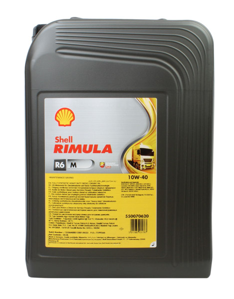 Shell 550070620 - OLEJ SHELL 10W40 20L RIMULA R6 M - JERRY CAN - E7 - 228.5 - M3277 - 228.5 - VDS-3 - RLD-2 - SAMOCHODY CIĘŻAROWE