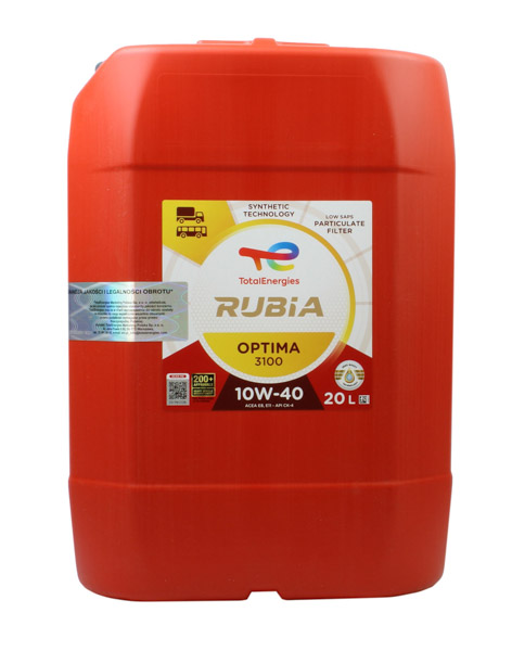 TOTAL Energies 2230053 - OLEJ TOTAL 10W40 20L RUBIA OPTIMA 3100 - E6-E7-E8-E9-E11 - CK-4 - 228.51 228.52 - VDS-4.5 - RLD-3 - MAN 3477-3271-1 - IVECO TLS