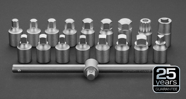 NEO TOOLS 11-235 - KLUCZE DO SPUSTU OLEJU 3-8. ZESTAW 18 SZT.