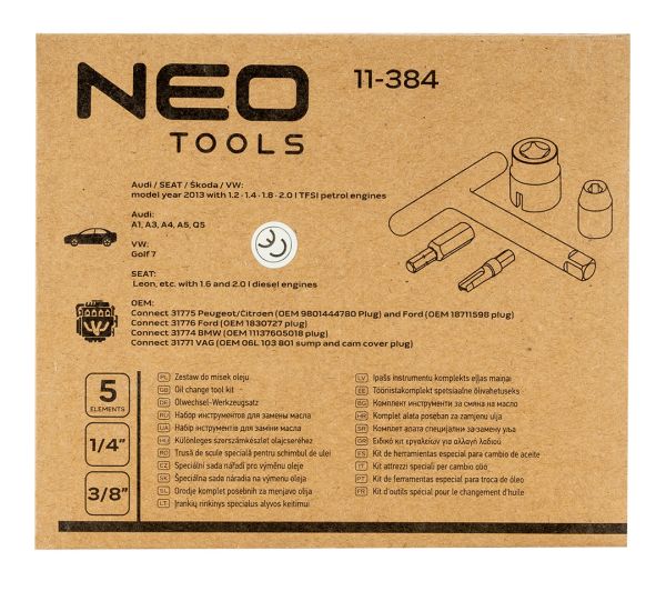 NEO TOOLS 11-384 - ZESTAW NARZĘDZI DO PLASTIKOWYCH MISEK OLEJU W SILNIKACH TFSI