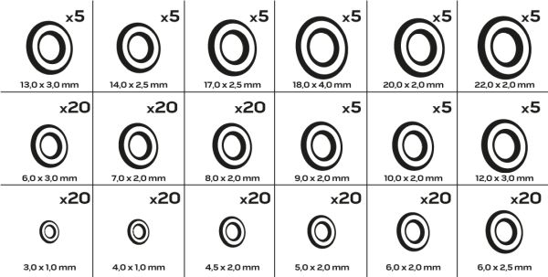 NEO TOOLS 11-977 - O-RINGI NBR. 225 SZTUK