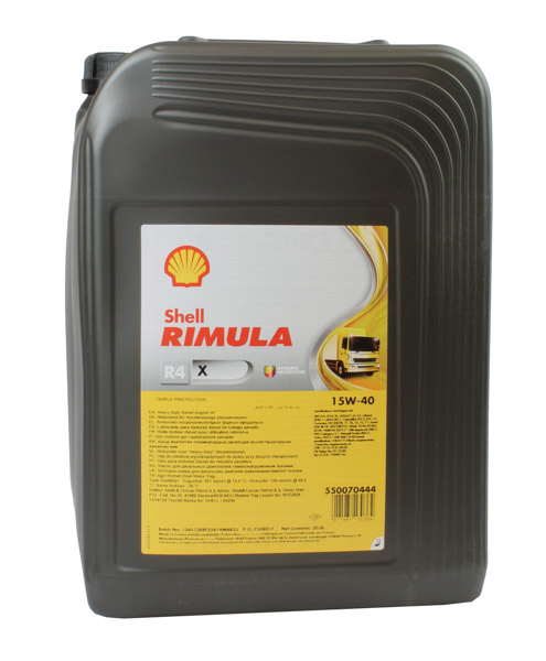 Shell 550070444 - OLEJ SHELL 15W40 20L RIMULA R4 X - JERRY CAN - E7 - CI-4 - MAN 3275-1 - 228.3 - RLD -3 - VDS-3 - SAMOCHODY CIĘŻAROWE