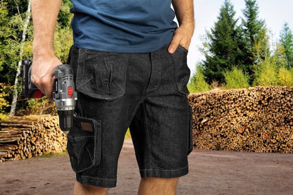 NEO TOOLS 81-273-XL - KRÓTKIE SPODENKI ROBOCZE DENIM. CZARNE. ROZMIAR XL