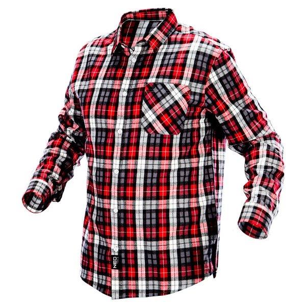 NEO TOOLS 81-540-M - KOSZULA FLANELOWA KRATA CZERWONO-CZARNO-BIAŁA. ROZMIAR M