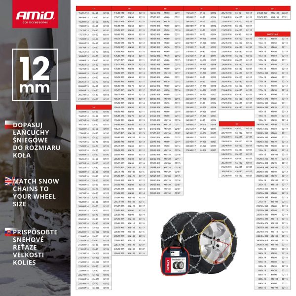 AMIO 02117 - ŁAŃCUCHY ŚNIEGOWE  12 MM  BAG KN-120