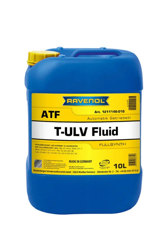 Ravenol 1211146-010-01-999 - OLEJ RAVENOL ATF T-ULV FLUID 10L - G 053 001 A2 - VOLVO 314921173-314921172 - PSA 16 350 560 80 - BMW 83 22 2 413 477 - BMW ATF