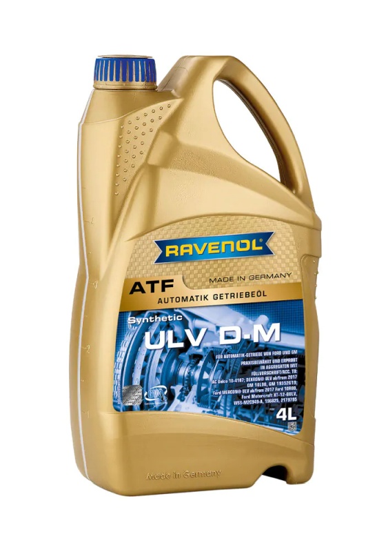 Ravenol 1212108-004-01-999 - OLEJ RAVENOL ATF ULV D-M 4L - AC DELCO 10-4107 - DEXRONR ULV AB-FROM 2017 GM 10L90 - FORD WSS-M2C949-A. GM 19352619