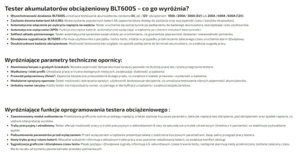 DeltaTech Electronics BLT600S - TESTER AKUMULATORÓW OBCIĄŻENIOWY BLT600S 6V 12V