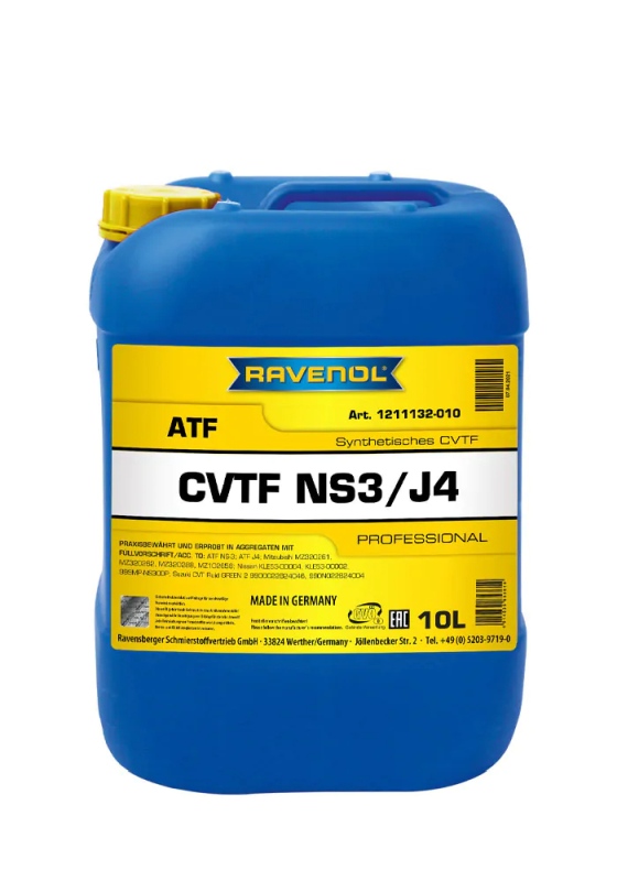Ravenol 1211132-010-01-999 - OLEJ RAVENOL CVTF NS3-J4 FLUID 10L - QASHQAI J11 13- - LANCER 12- - KOLEOS 14- - PEUGEOT 4008 14-