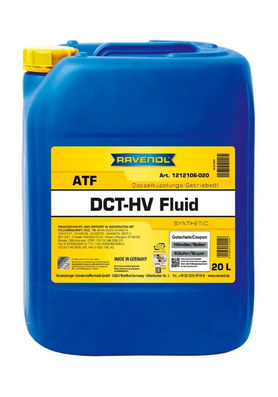 Ravenol 1212106-020-01-999 - OLEJ RAVENOL ATF DCT-DSG - DCT-HV FLUID 20L - G052 182 A2 - G 052 529 A2 - WSD-M2C200-D2 - WSS-M2C936-A