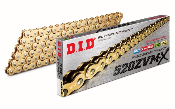 D.I.D 520ZVMXGG118 - ŁAŃCUCH NAPĘDOWY MOTO. DID 520  X-RING 3889AN ROZKUTYOGNIWO