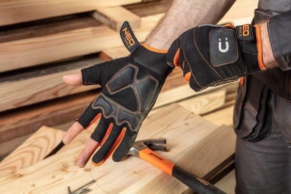 NEO TOOLS GD014 - RĘKAWICE ROBOCZE Z MAGNESEM. BEZ PALCÓW. ROZMIAR 10