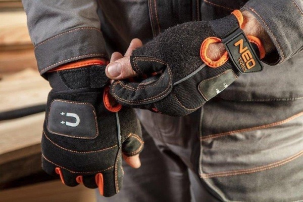 NEO TOOLS GD014 - RĘKAWICE ROBOCZE Z MAGNESEM. BEZ PALCÓW. ROZMIAR 10