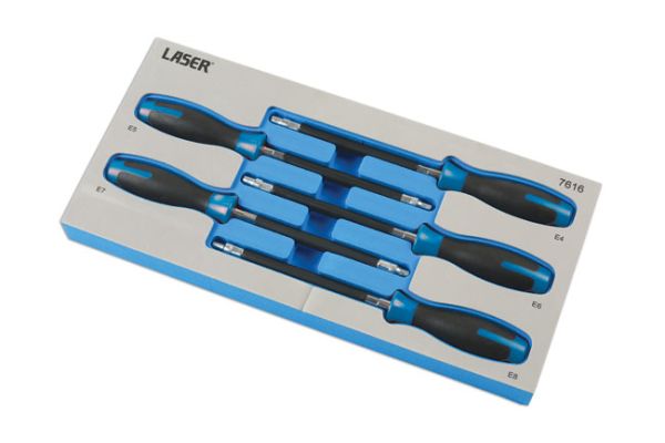 Laser Tools 7616 - ZESTAW WKRĘTAKÓW ELASTYCZNYCH TORX E 5 CZ. E4. E5. E6. E7.