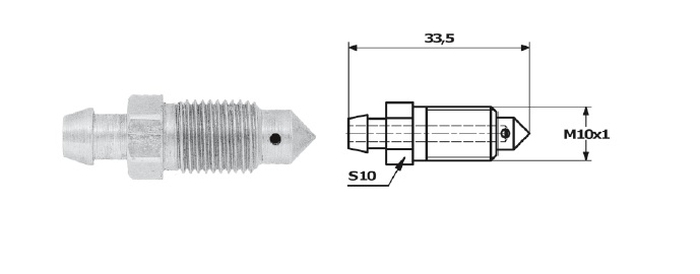 MB ODP. 39 - ODPOWIETRZNIK HAM. M10 X 1 S10 DŁ. 33.5