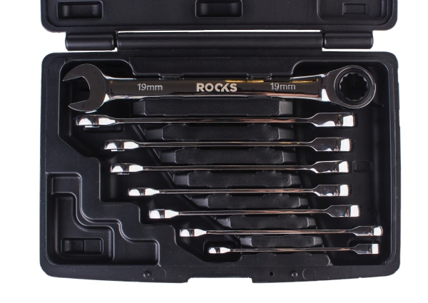 ROOKS OK-01.6000 - ZESTAW KLUCZY PŁASKO-OCZKOWYCH Z GRZECHOTKĄ 8 SZT. 8-19