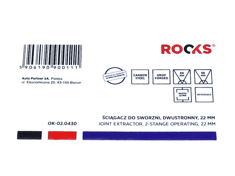 ROOKS OK-02.0430 - ŚCIĄGACZ DO SWORZNI. DWUSTRONNY. 22 MM