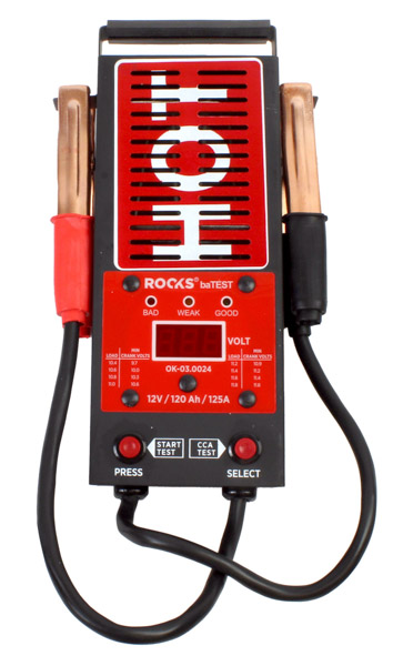 ROOKS OK-03.0024 - CYFROWY TESTER AKUMULATORÓW 12V. 100A. 200-1000 CCA. 120 AH