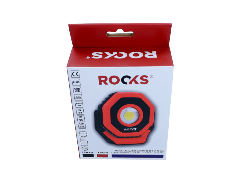 ROOKS WL6012 / OK-03.3019 - LAMPA WARSZTATOWA. RING WATERPROOF  7W. 700 LM