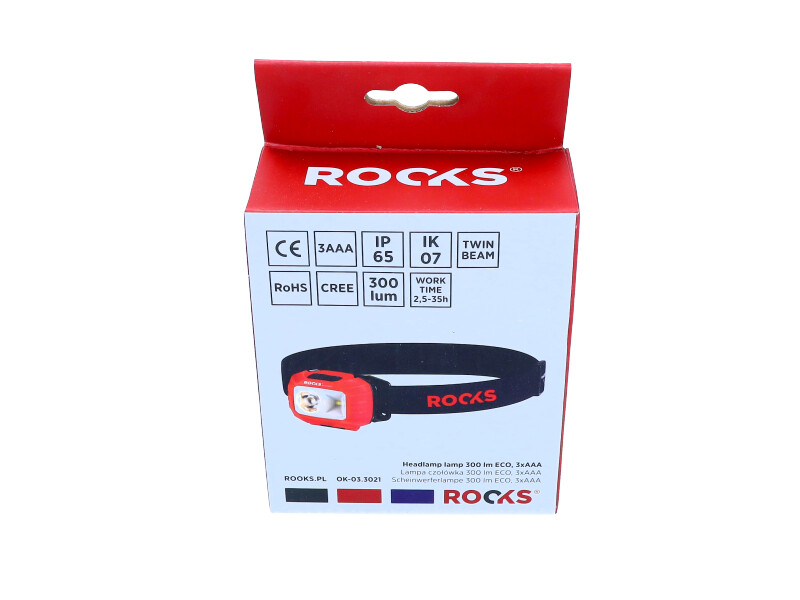 ROOKS HL013 / OK-03.3021 - LAMPA CZOŁÓWKA 300 LM ECO. 3XAAA
