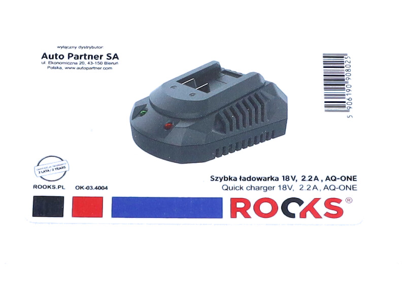 ROOKS OK-03.4004 - 18V AQ-ONE - SZYBKA ŁADOWARKA 1H. 18V AQ-ONE