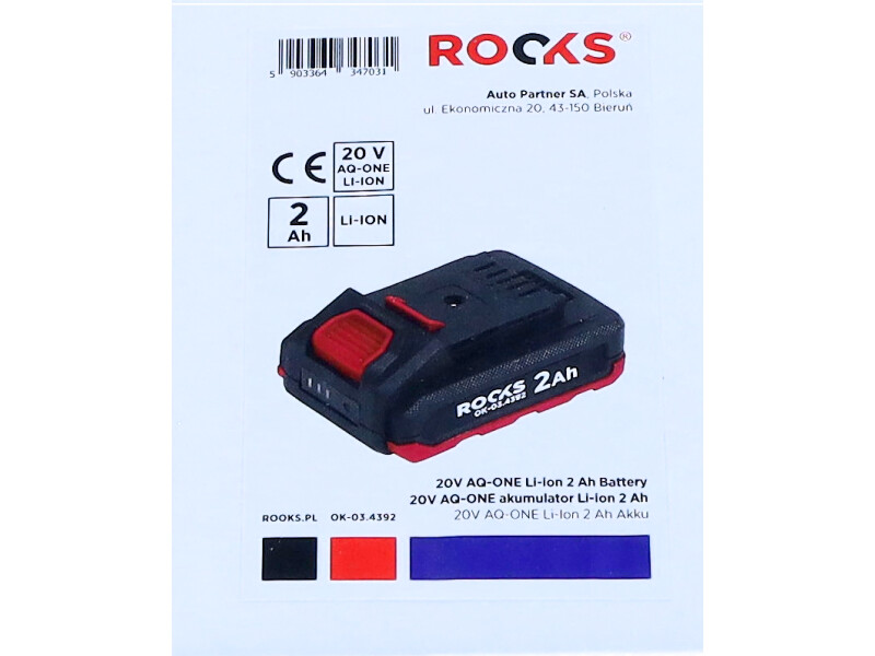 ROOKS OK-03.4392 - 20V AQ-ONE AKUMULATOR LI-ION 2 AH