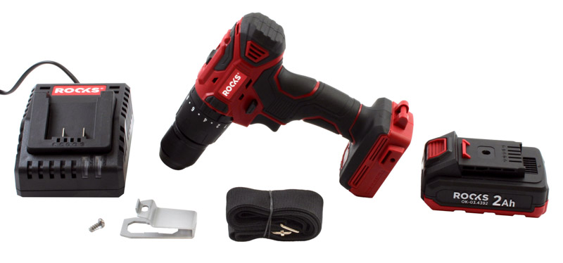 ROOKS OK-03.4409 - 20V AQ-ONE WIERTARKO-WKRĘTARKA Z UDAREM ECO-2. 45 NM. METALOWY UCHWYT. ZESTAW 1X2AH. ŁADOWARKA. WALIZKA
