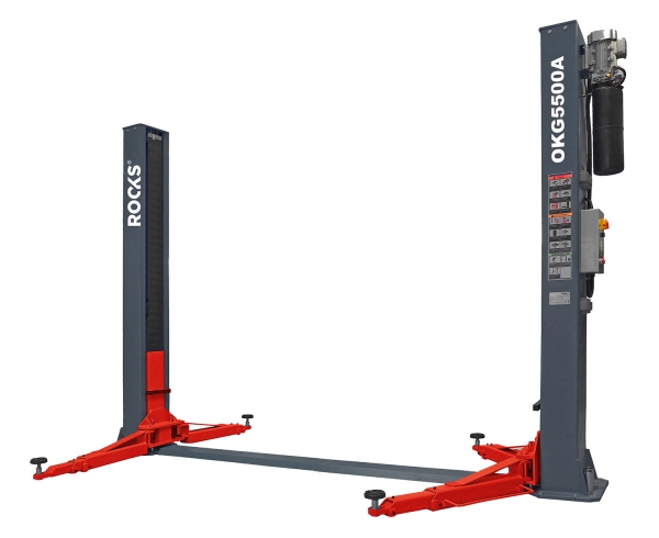 ROOKS OKG-5500 - PODNOŚNIK DWUKOLUMNOWY ELEKTROHYDRAULICZNY AUTOMATYCZNY 5.5T ŁĄCZONY DOŁEM DUŻE BUSY. AUTA ARM 3-3 P. 3300MM 400V OKG-5500 ROOKS