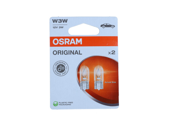 OSRAM 2821-2BL - ŻARÓWKA ORGINAL W3W 12V-3W W2.1X9.5D CAŁOSZKLANA 2SZT. BLISTER EKO