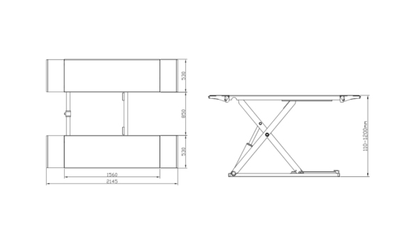CASTEX QJY-S2E-DG 400V - PODNOŚNIK NOŻYCOWY NISKIEGO PODNOSZENIA PLATFORMY 3.5T MOBILNY 110-1200MM BLOKADY. EL 400V QJY-S2E-DG CASTEX