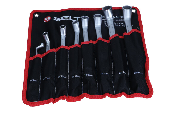 Selta 835824 - ZESTAW KLUCZY OCZKOWYCH-ODGIĘTYCH. W ETUI. 8 CZ. 8X9 - 22X24 MM