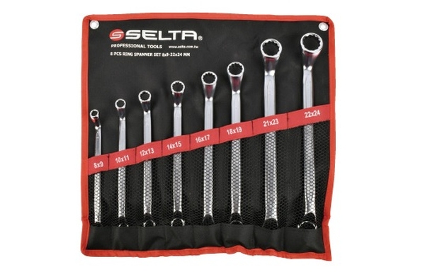 Selta 835824 - ZESTAW KLUCZY OCZKOWYCH-ODGIĘTYCH. W ETUI. 8 CZ. 8X9 - 22X24 MM