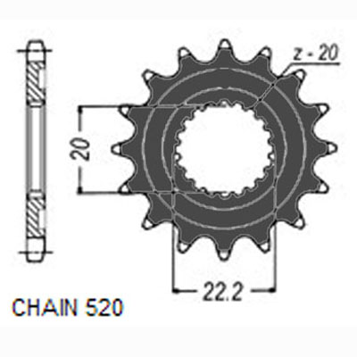 SUNSTAR 388-14 - ZĘBATKA NAPĘDOWA PRZÓD MOTO. SUNSTAR