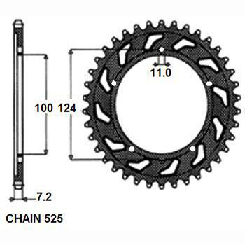 SUNSTAR 1-4437-39 - ZĘBATKA NAPĘDZANA TYŁ MOTO. SUNSTAR