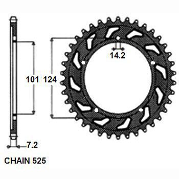 SUNSTAR 1-4442-41 - ZĘBATKA NAPĘDZANA TYŁ MOTO. SUNSTAR
