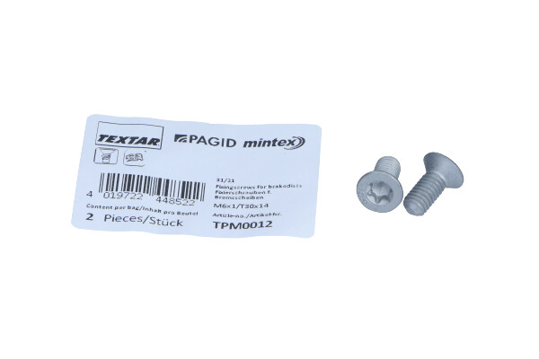 Textar TPM0012 - KPL=2SZT!!!! ŚRUBA TARCZY HAM. PEUGEOT P.-T. 106-205-206-207-208-301-307-308-407-508-1007-2008-3008-5008 83-